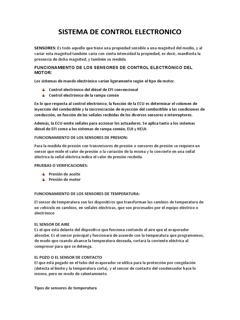 Sistemas de Control Electrónico en Motores | PDF