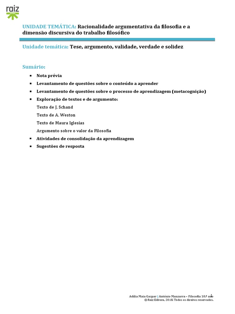 Tese argumento validade verdade e solidez pdf argumento