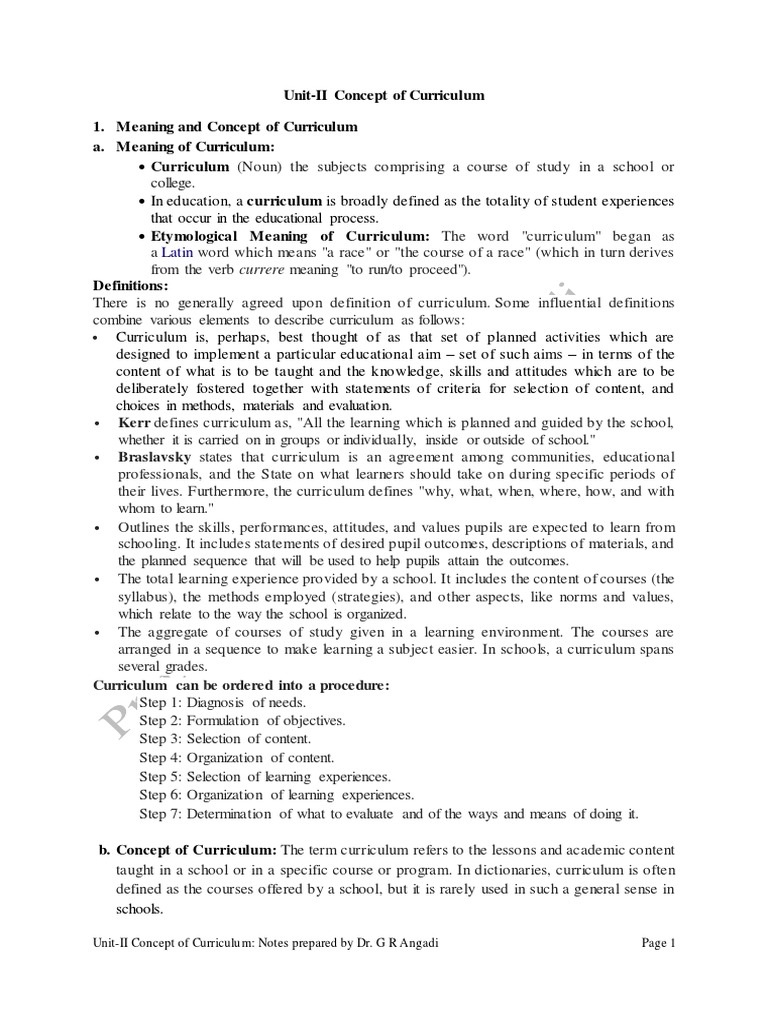unit-ii-concept-of-curriculum-1-meaning-and-concept-of-curriculum-a