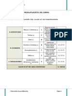 Resumen Presupuesto de Obra