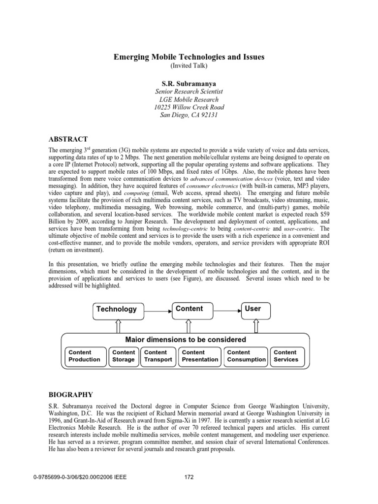 Emerging Mobile Technologies and Issues PDF | PDF | Mobile Technology ...