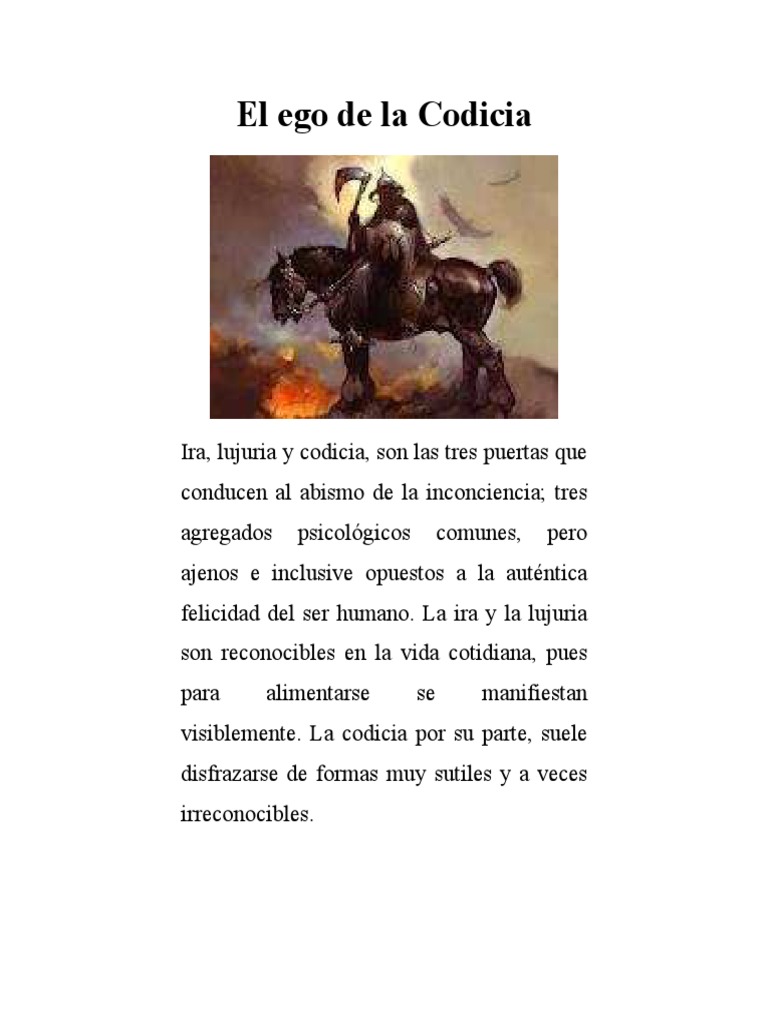 Codicia: El Ego que Ciega y Destruye | PDF | Felicidad | Pobreza