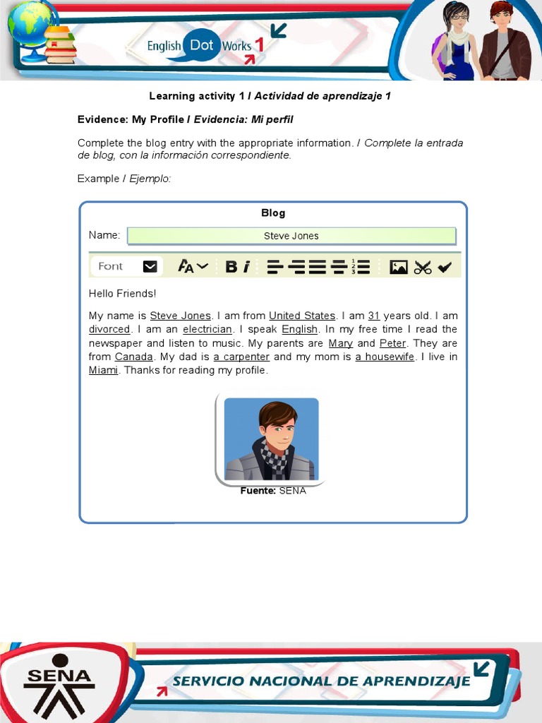 Blog Profile Writing Activity | PDF