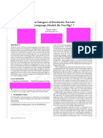 Orking Draft.: On The Dangers of Stochastic Parrots: Can Language Models Be Too Big?