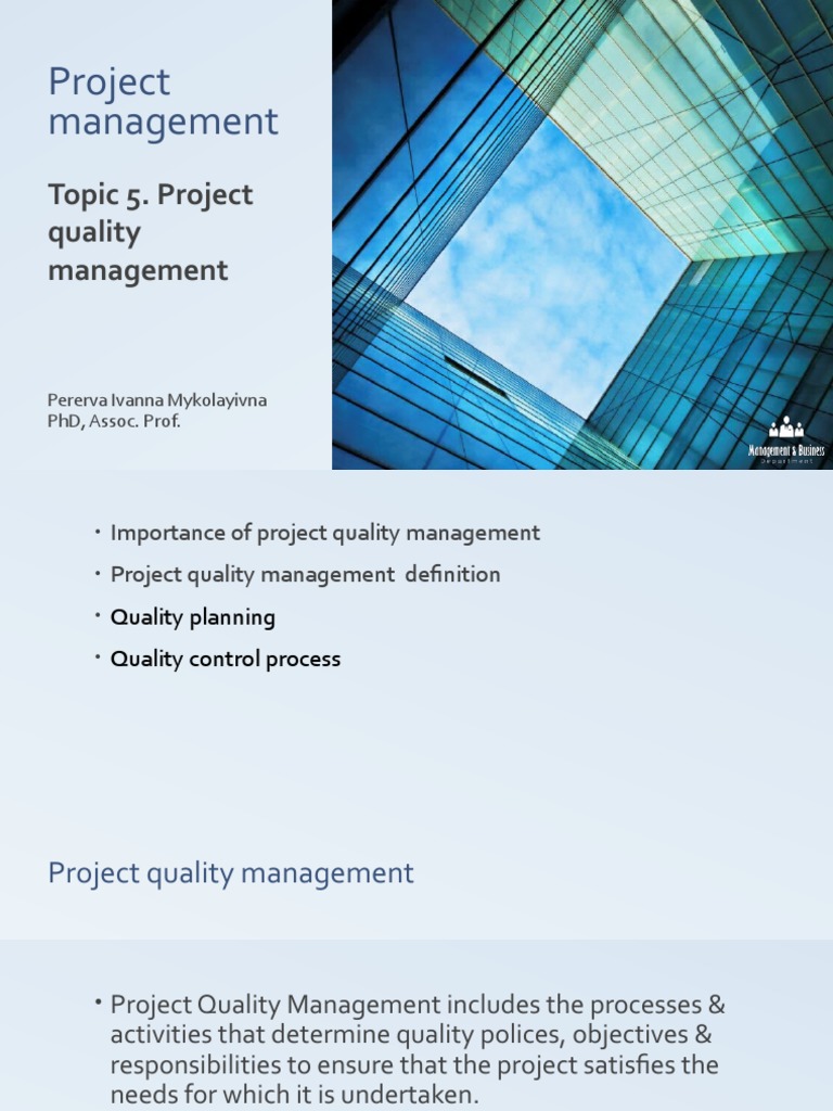 Project Quality Management Overview | PDF | Quality Assurance | Project ...