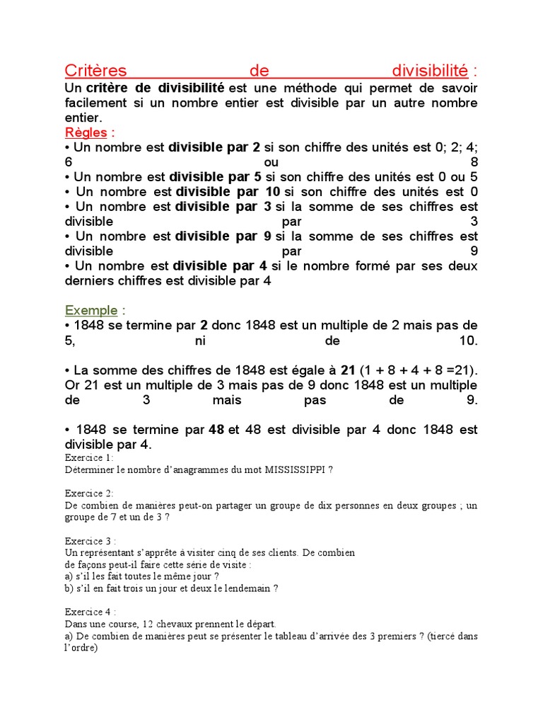 Exercices Sur Les Multiples Cm2 à Imprimer Exercice 1 | PDF | Algèbre générale | Enseignement des mathématiques