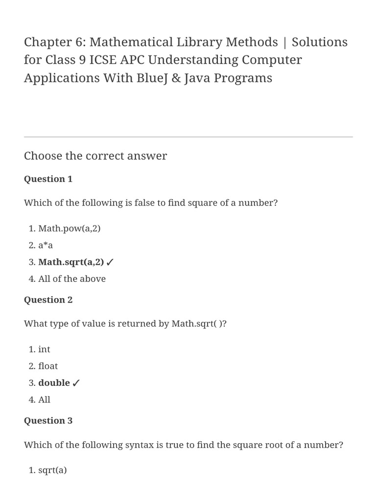 Chapter 6 mathematical library methods solution pdf parameter