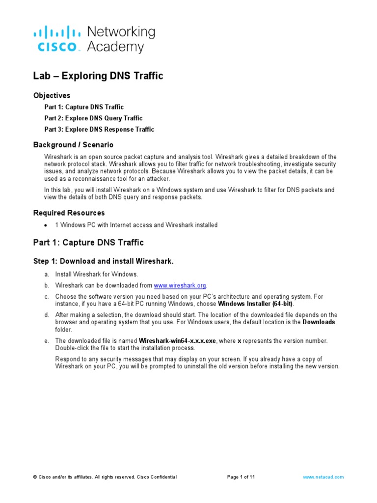 7.3.1.6 Lab - Exploring DNS Traffic | PDF | Internet Protocols | Domain ...