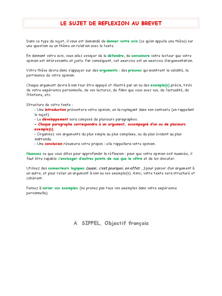 Sujet De Réflexion Corrigé Brevet Sujet Reflexion Brevet | PDF | Science | Science et technologie