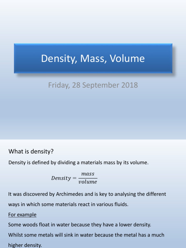 Understanding Density: Mass and Volume | PDF - Scribd