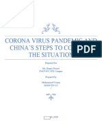 Corona Virus Pandemic and China'S Steps To Control The Situation