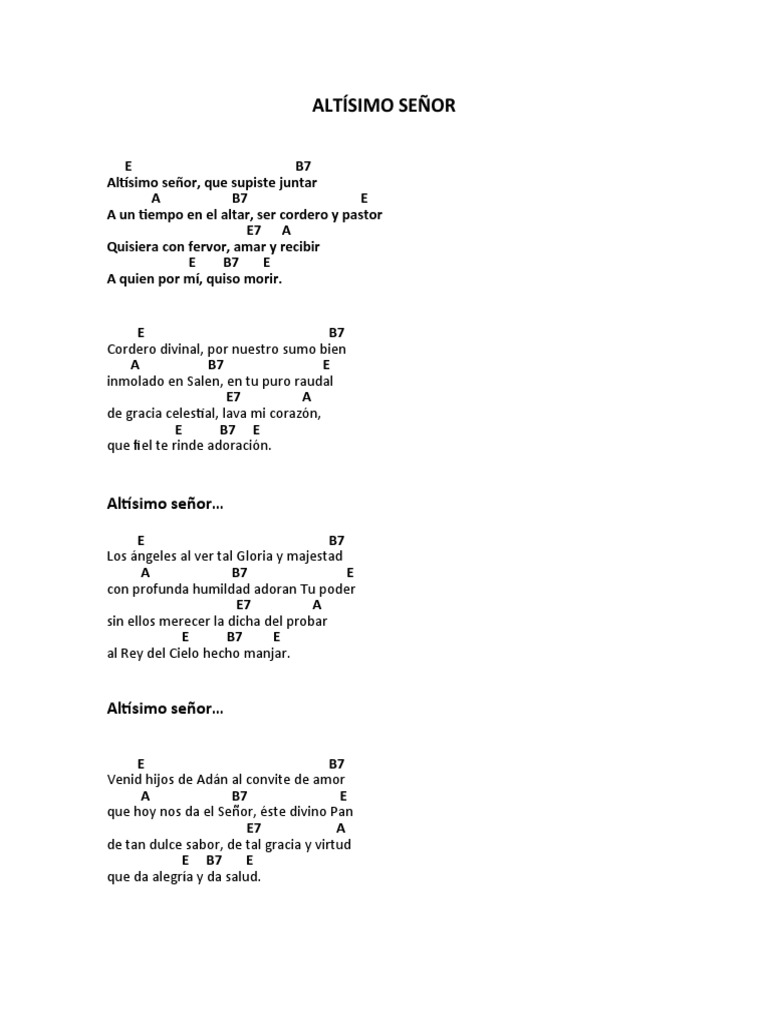 Himno de Adoración al Altísimo Señor | PDF