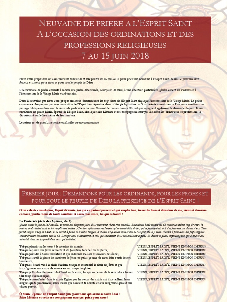 Neuvaine de prière à l'Esprit Saint | PDF | Saint-Esprit | Saint-Pierre