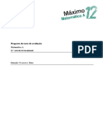 Proposta de teste de avaliação de Matemática A para o 12o ano