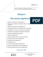 Skrypt 6 Wyrażenia Algebraiczne PDF