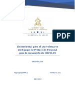 Lineamientos para Uso y Descarte de Equipo de Proteccion Personal para La Prevención de COVID-19 Secretaria de Salud de Honduras PDF