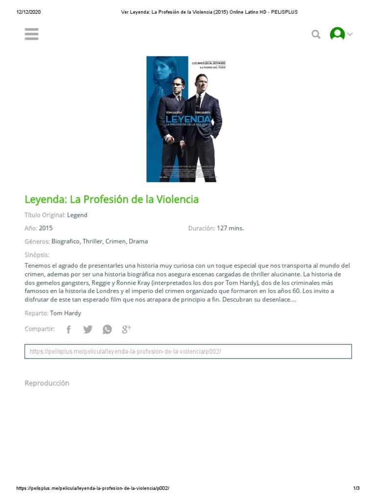 Ver Leyenda La Profesión de La Violencia (2015) Online Latino