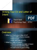 Writing Your CV and Letter of Intent: David Gard Psychology Dept. - SFSU