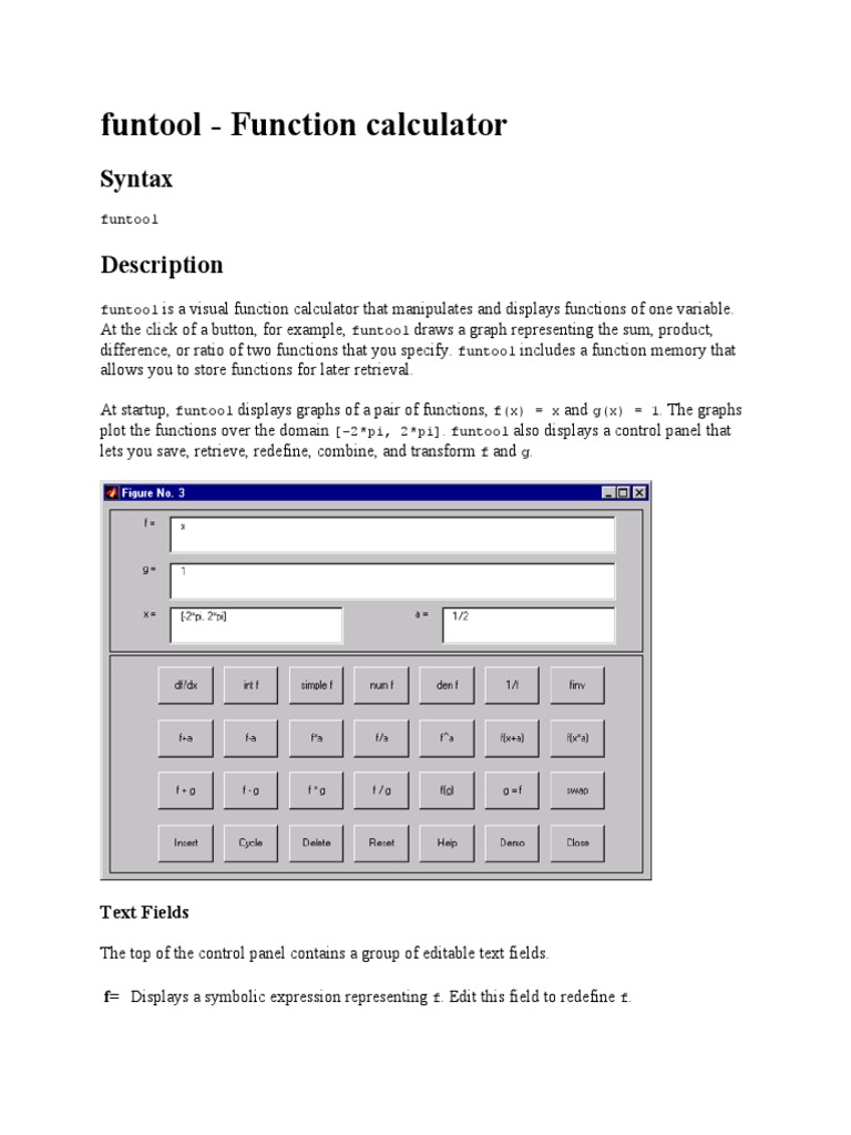 Funtool Function Calculator Syntax PDF Function (Mathematics