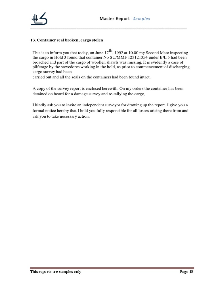 Container Seal Breach Report | PDF