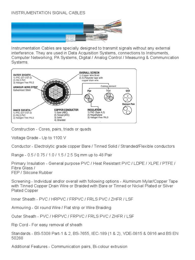 Instrument Primary Cable PDF | PDF