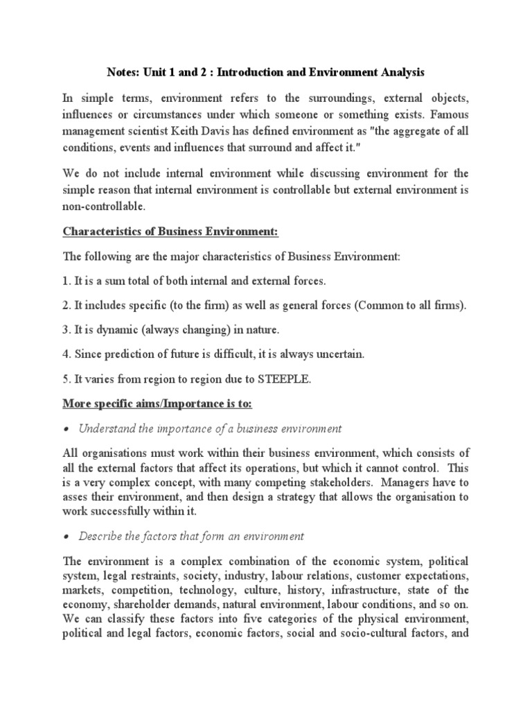Business Environment Analysis Overview | PDF | Strategic Management ...