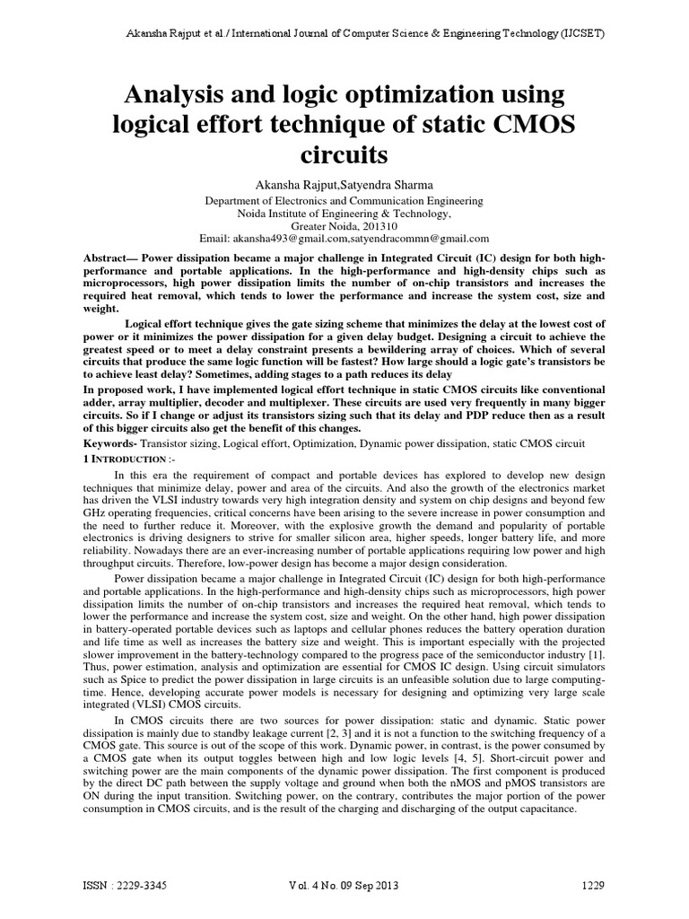 CMOS Circuit Optimization with Logical Effort | PDF | Cmos | Logic Gate