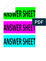 Answer Sheet Answer Sheet Answer Sheet