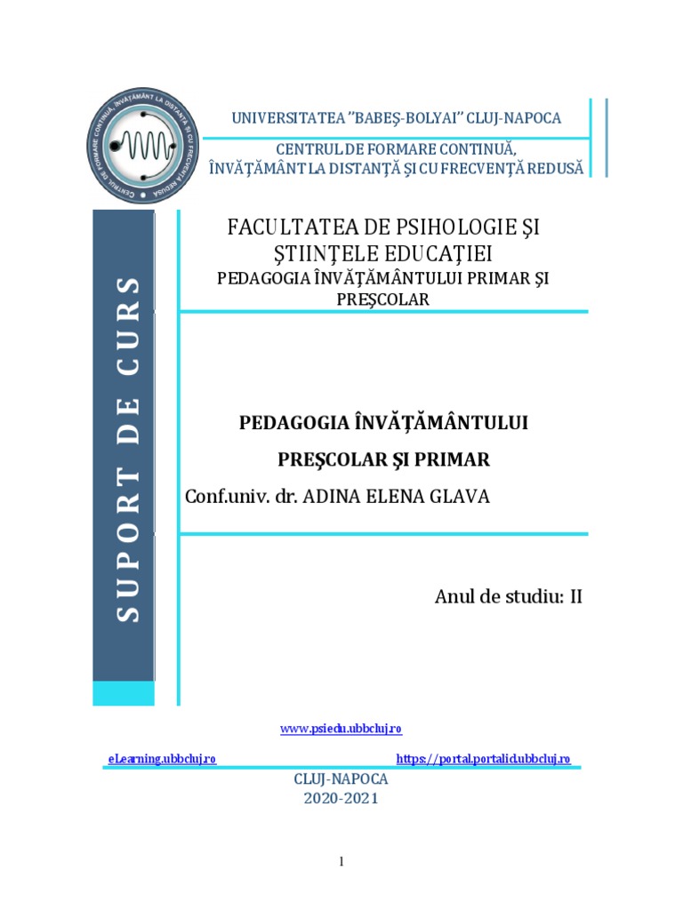 Suport Curs Pedagogia Inv. Prescolar Si Primar ID 2021 | PDF