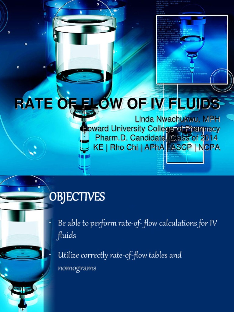Rate of Flow of Iv Fluids PDF Potassium Chloride Intravenous Therapy