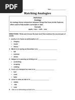 Matching Analogy Worksheet