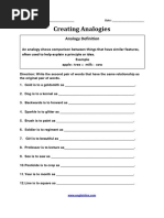 Creating Analogies Worksheet