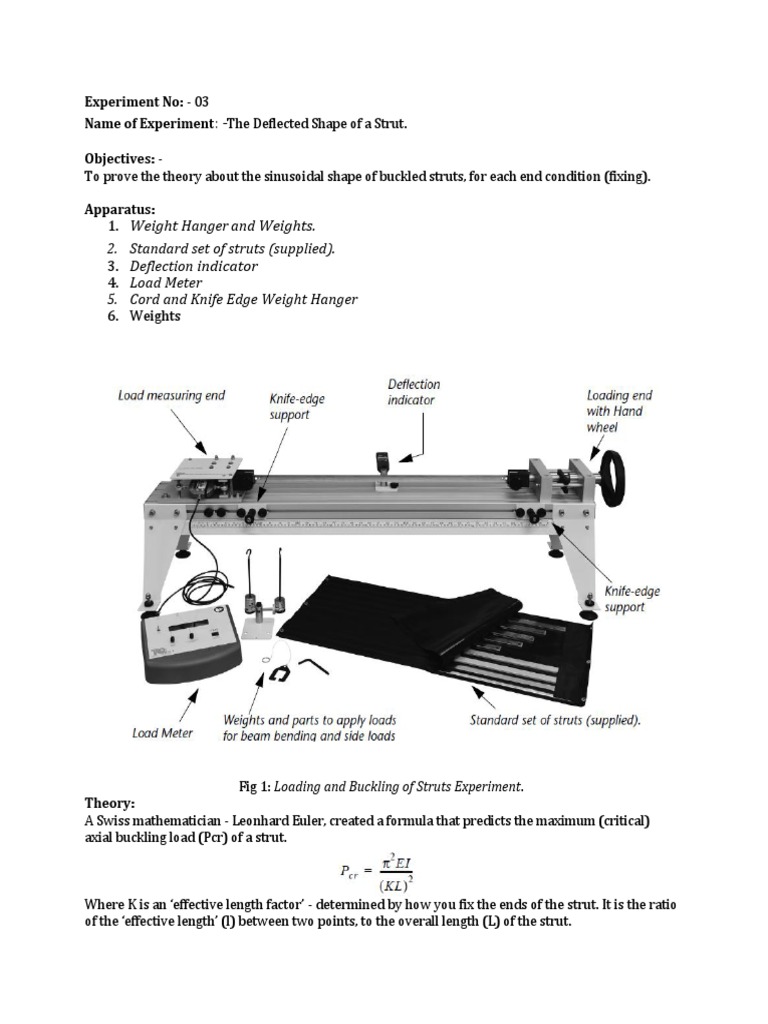 Strut Buckling and Deflection Analysis | PDF | Buckling | Bending