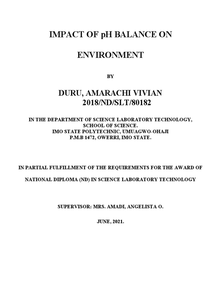 Impact of PH Balance On Environment 2020 PDF Foods Water