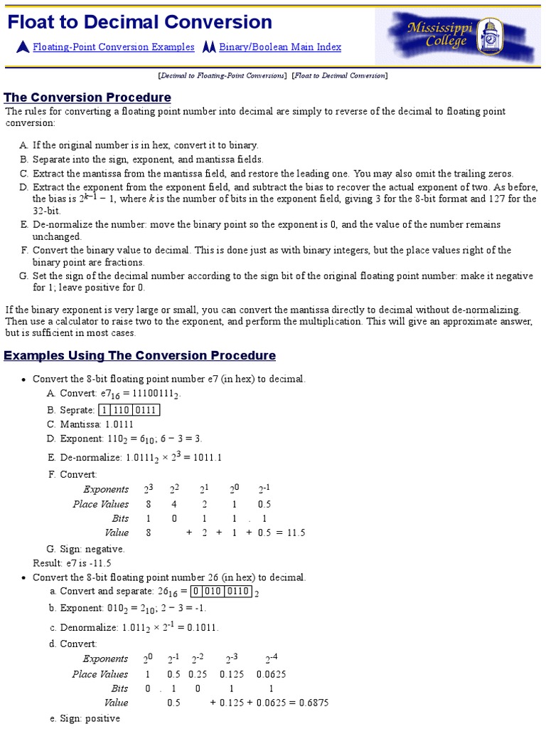 Binary Float To Decimal