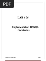 Lab # 06 Implementation of SQL Constraints