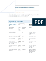 Import Duty Calculation For Porcasline