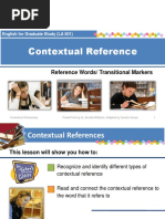 Contextual Reference: Reference Words/ Transitional Markers