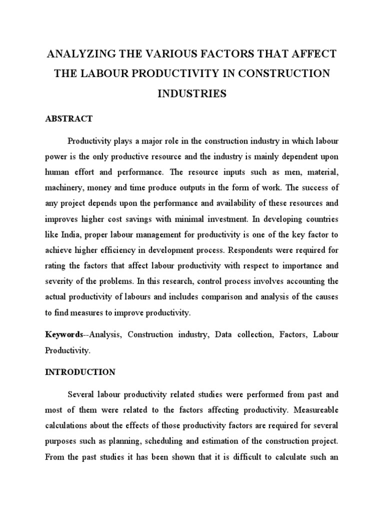 Analyzing The Various Factors That Affect The Labour Productivity in ...