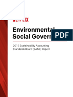 Environmental Social Governance: 2019 Sustainability Accounting Standards Board (SASB) Report