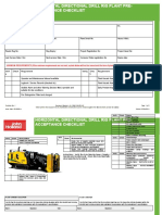 Horizontal Directional Drill Rig Plant Pre-Acceptance Checklist