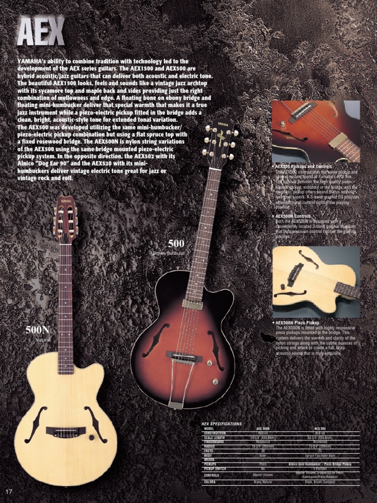 エレクトリック・アコースティックのハイブリッドギター YAMAHA AEX500