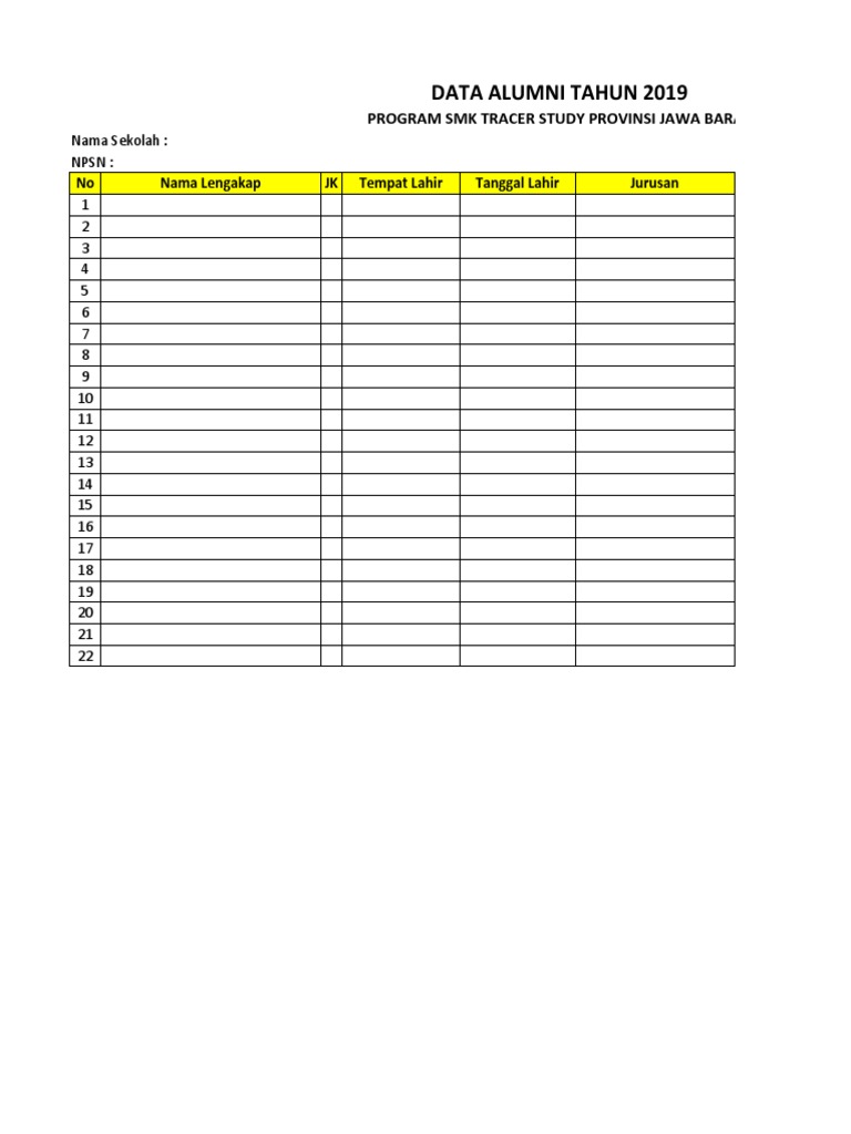 Format Data Alumni SMK 2019 | PDF