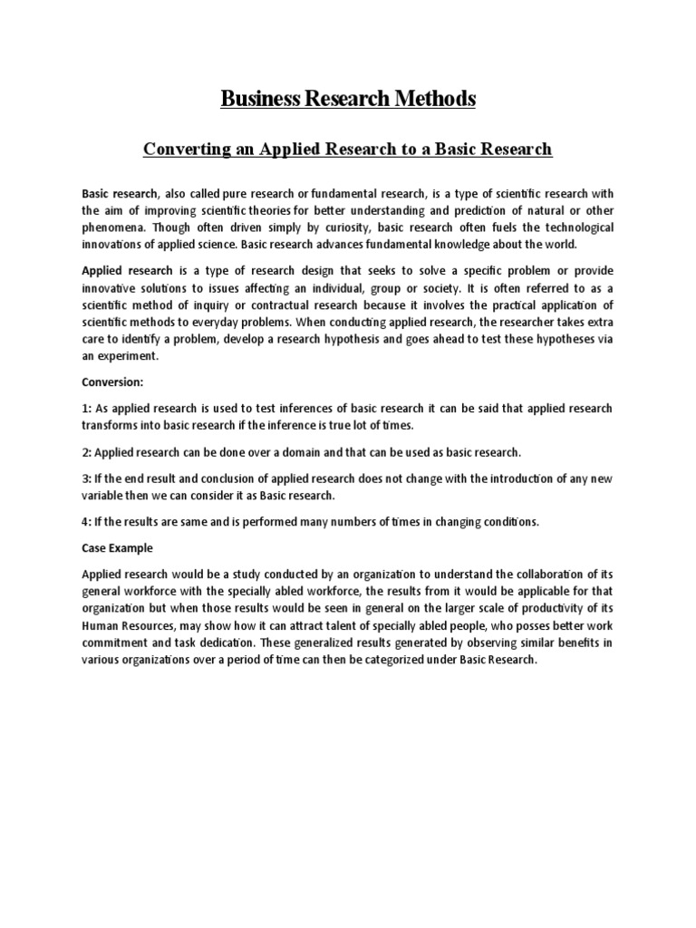 Applied vs. Basic Research Explained | PDF