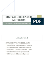 MGT 648 - Research Methods: Chapter 1: Introducton To Research