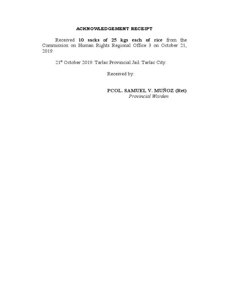 Acknowledgment Receipt for Rice Donation | PDF | Young Adult