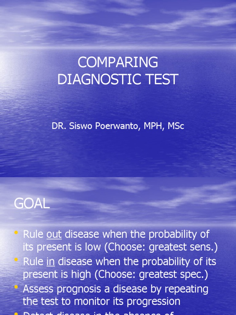 Diagnostic Test Comparison Guide | PDF | Sensitivity And Specificity ...