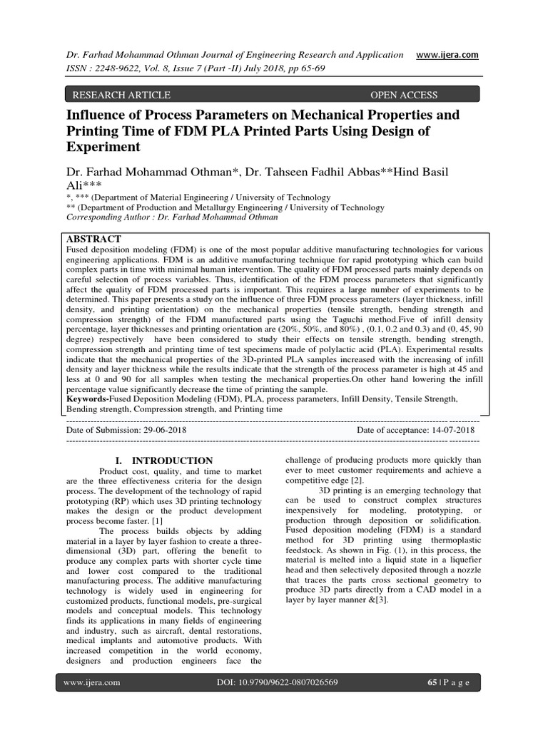 Influence of Process Parameters On Mechanical Properties and | PDF | 3 ...