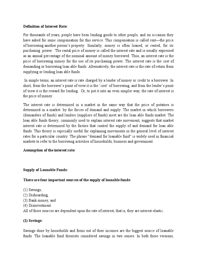 Definition of Interest Rate | PDF | Loanable Funds | Interest