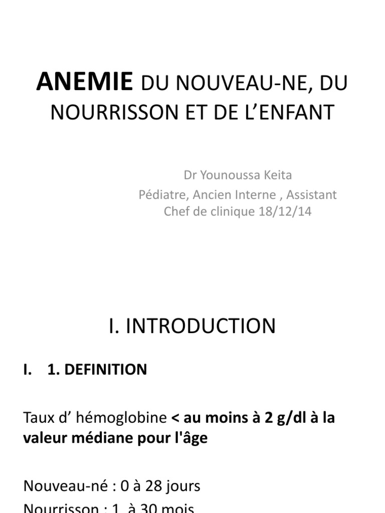 Anémie Infantile : Diagnostic et Traitement | PDF | Anémie ...